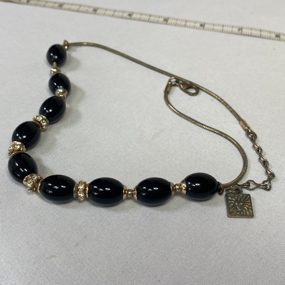Vintage AK black bead rhinestone necklace - Picture 6 of 6